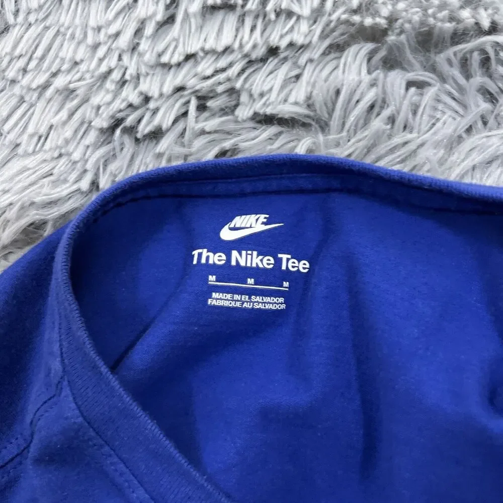 Nike Adult Shirt Medium Blue Orange Basketball Skull Skeleton Pullover Tee Mens